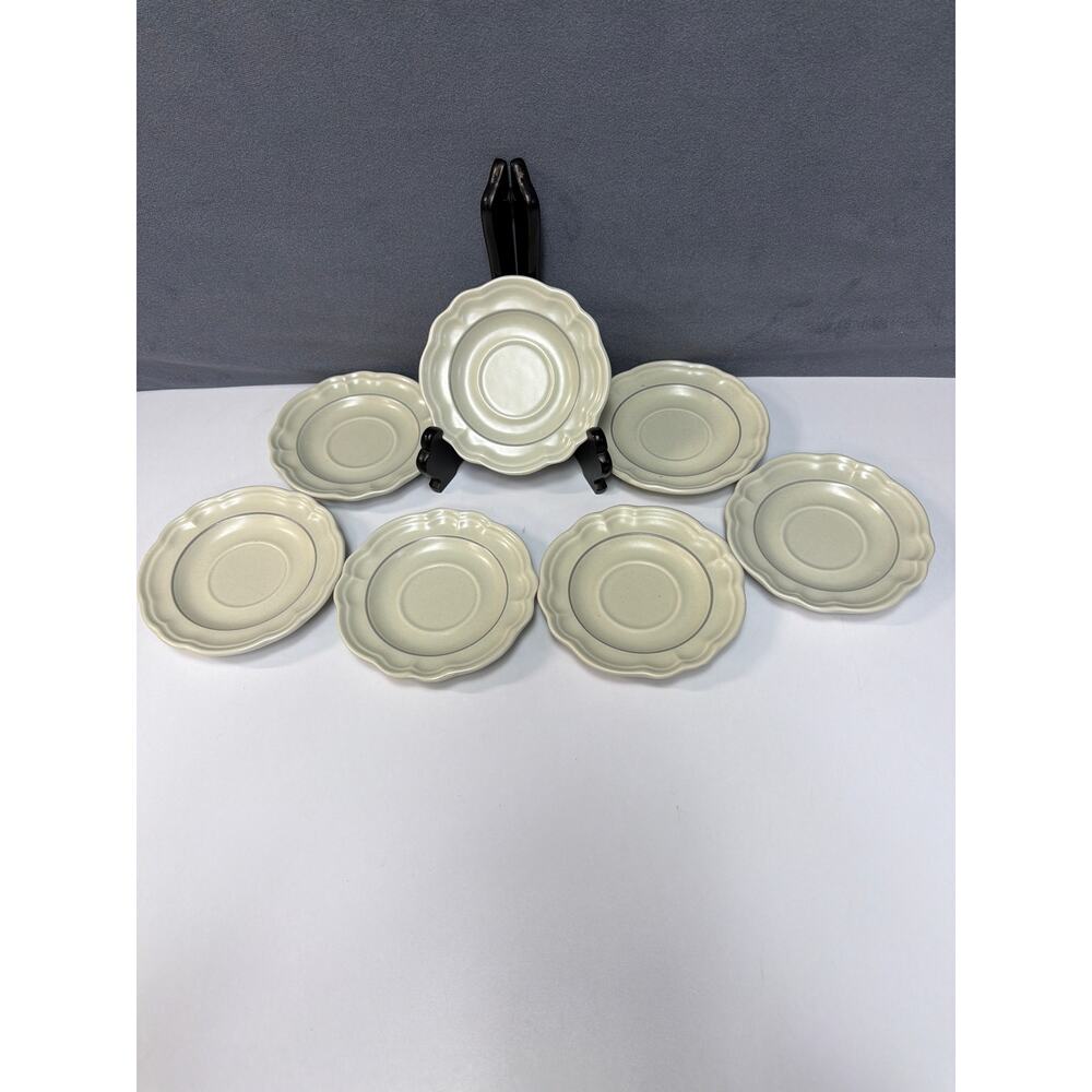 VTG Pfaltzgraff HEIRLOOM USA Gray Stoneware Saucer 6" Set of 7 - Picture 5 of 5